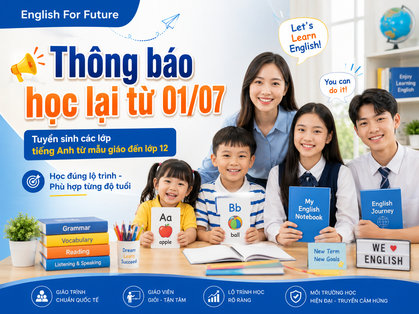 English For Future học lại từ 01/07 và tuyển sinh lớp mới